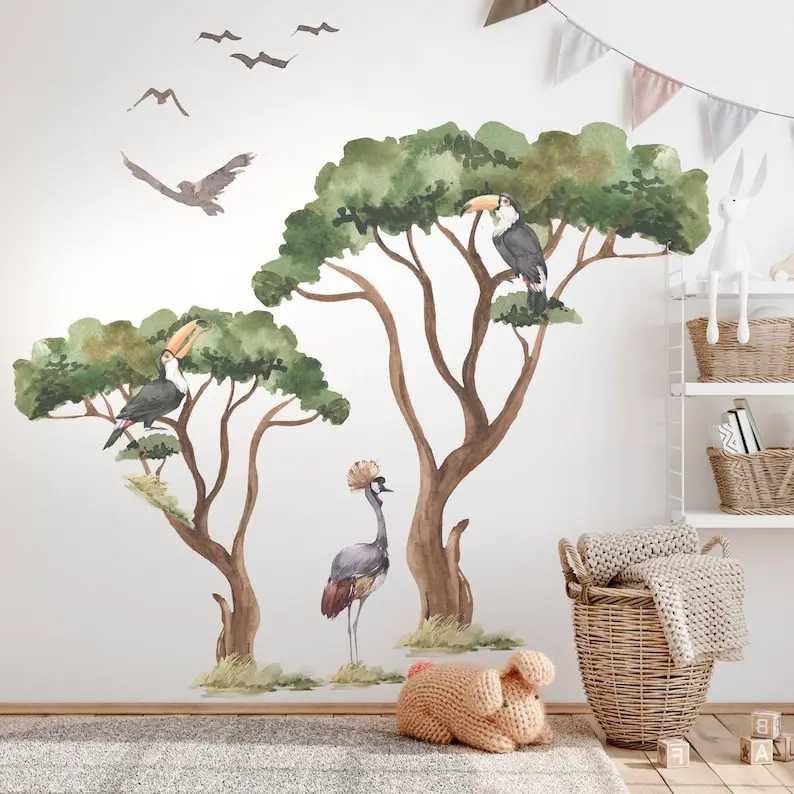

SAVANNA TREE safari nursery decor / Africa tree wall decal / Safari Jungle Wall Stickers