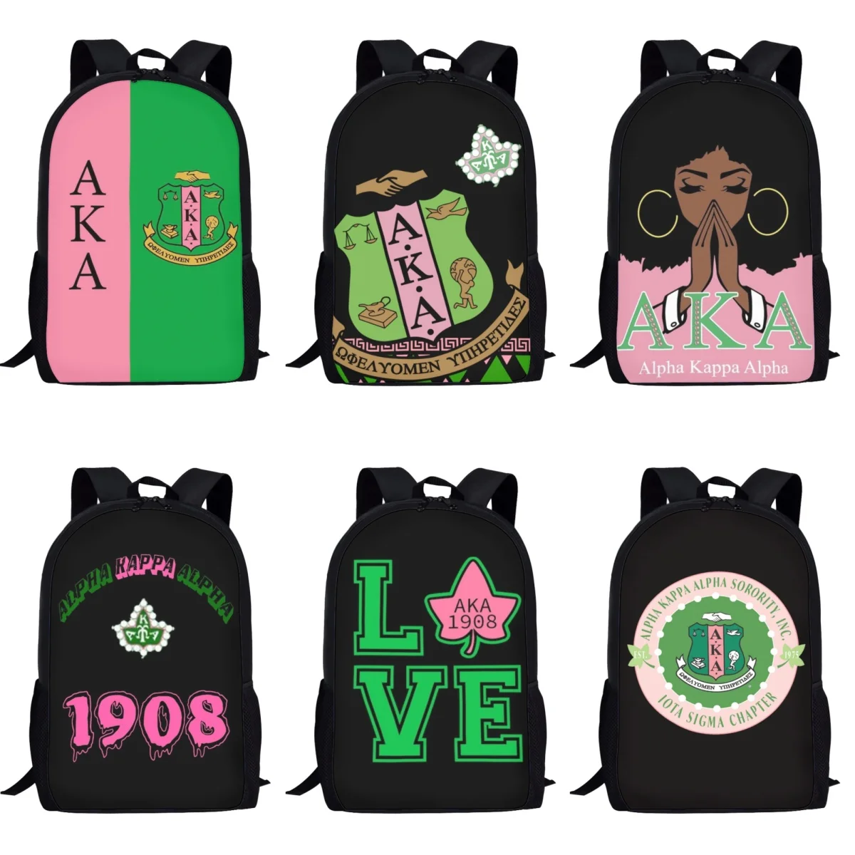 Women Backpack Alpha Kappa Alpha Design Fashion Girls Laptop Backpacks Female Travel Sport Shoulder Bags Woman Mochila Infantil