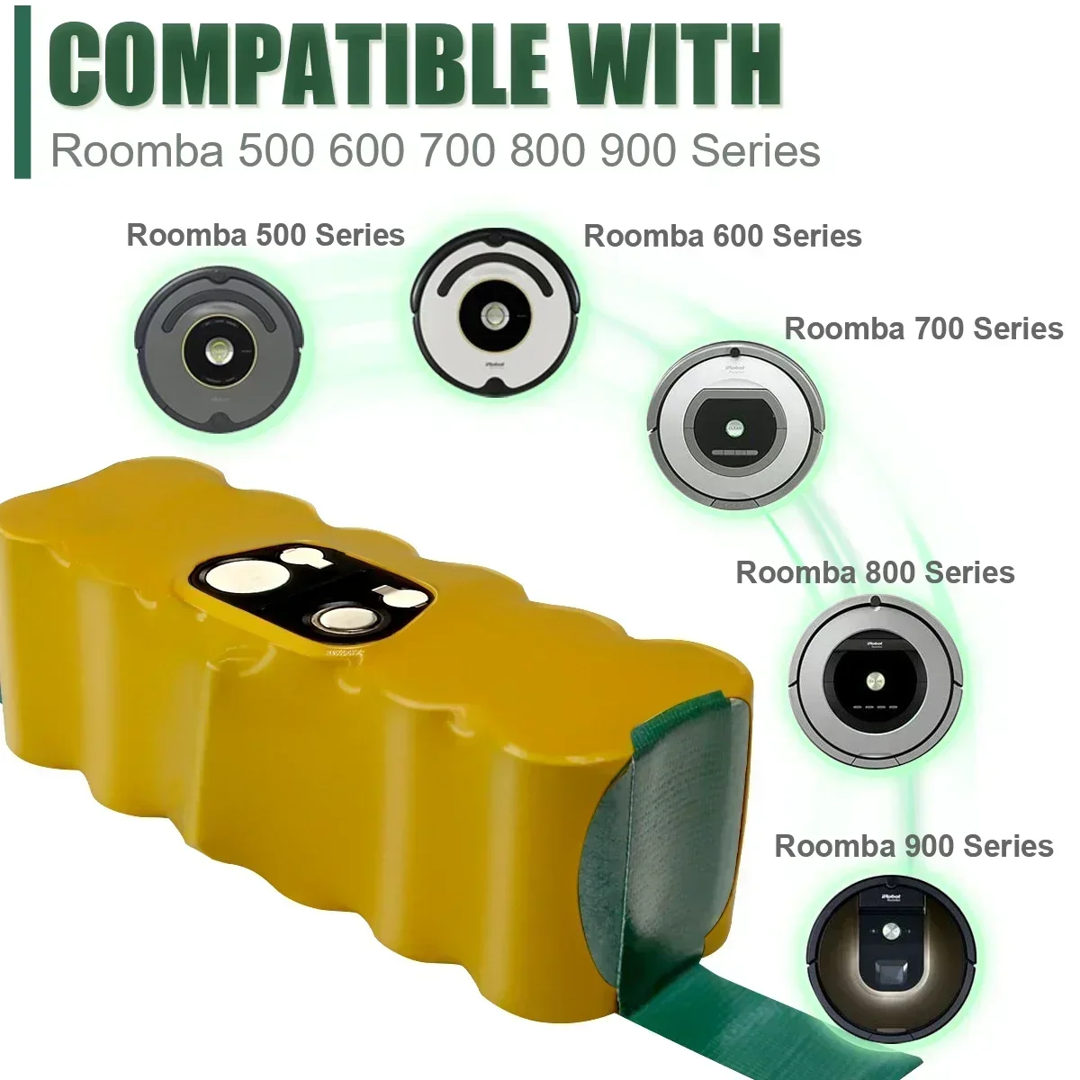 Фото Аккумулятор 14,4 В 5000 мАч для iRobot 500 600 700 800 900 серии, аккумулятор для iRobot Roomba 14,4 В 620 650 770 780 580 №3