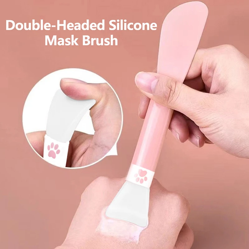 

Double-Headed Silicone Mask Brush Soft Head Smear Mud Mask Facial Beauty Salon with DIY Shampoo not Easy Deform Skin Care Tools