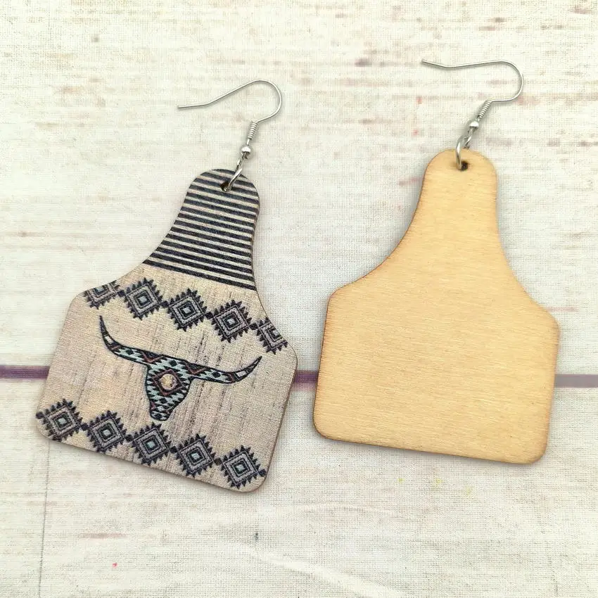 Женские серьги из искусственной кожи Винтажные натуральной с принтом головы