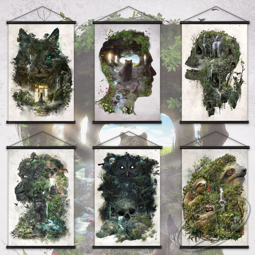 

Surreal Nature And Animal Posters Canvas Paintings Modular Picture Hanging Scrolls Wall Artwork Prints Home Cuadros Decorative