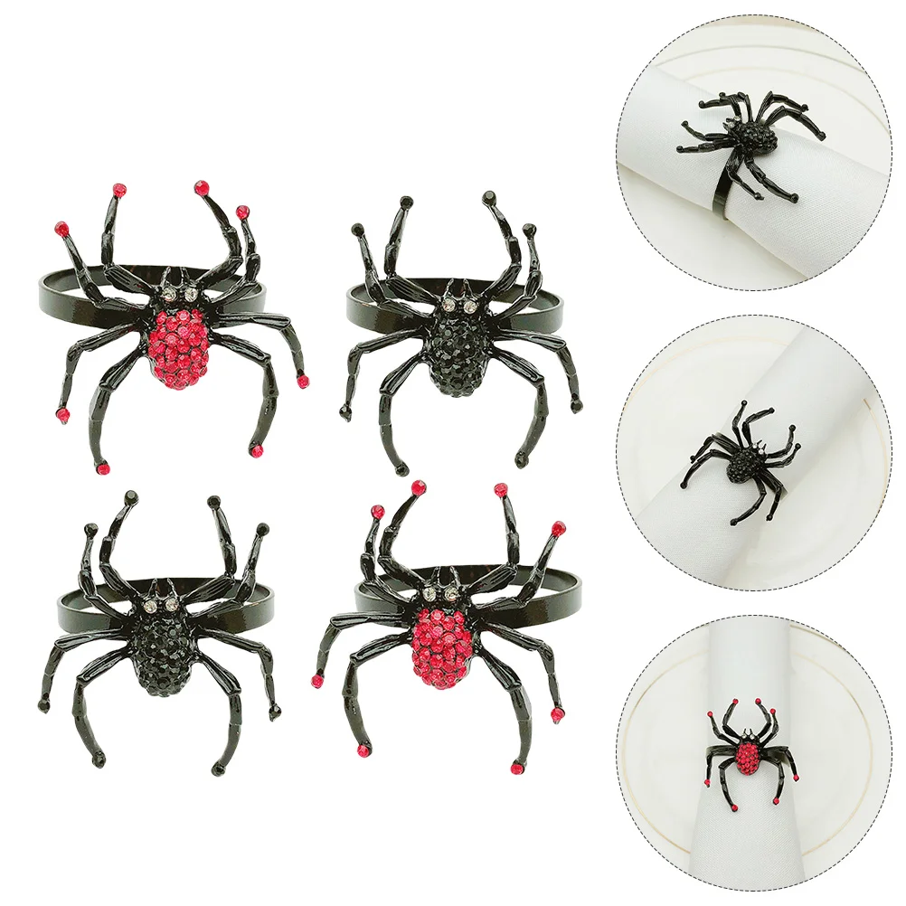 

4pcs Spider Napkin Holders Party Supplies Spider Wedding Napkin Rings Napkin Rings