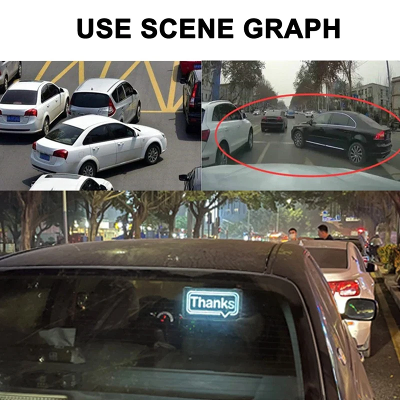 

Car Rear Window Thanks Light Auto Remote Control Driving Etiquette Lights Sign Display Light RGB LED Lamp