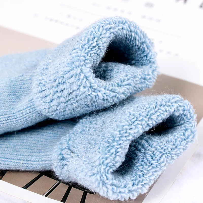10 Pairs High Quality Winter Children Baby Super Thicken Real Wool Thermal Socks Solid Color Cashmere Snow Autumn Socks
