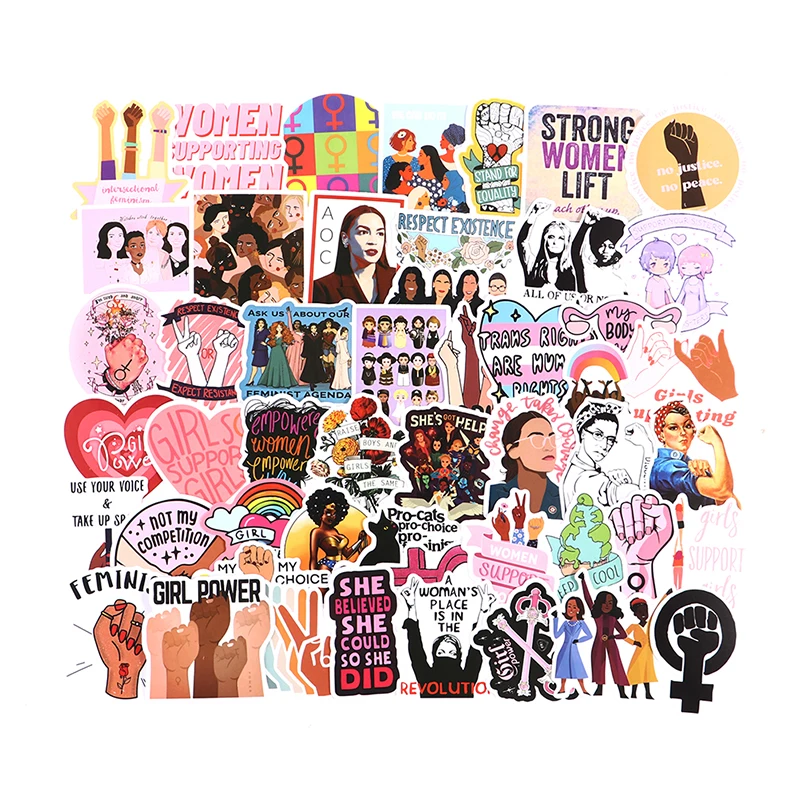 

50PCS Cool Feminist Supporting Women Cartoon Graffiti Guitar Waterproof Sticker