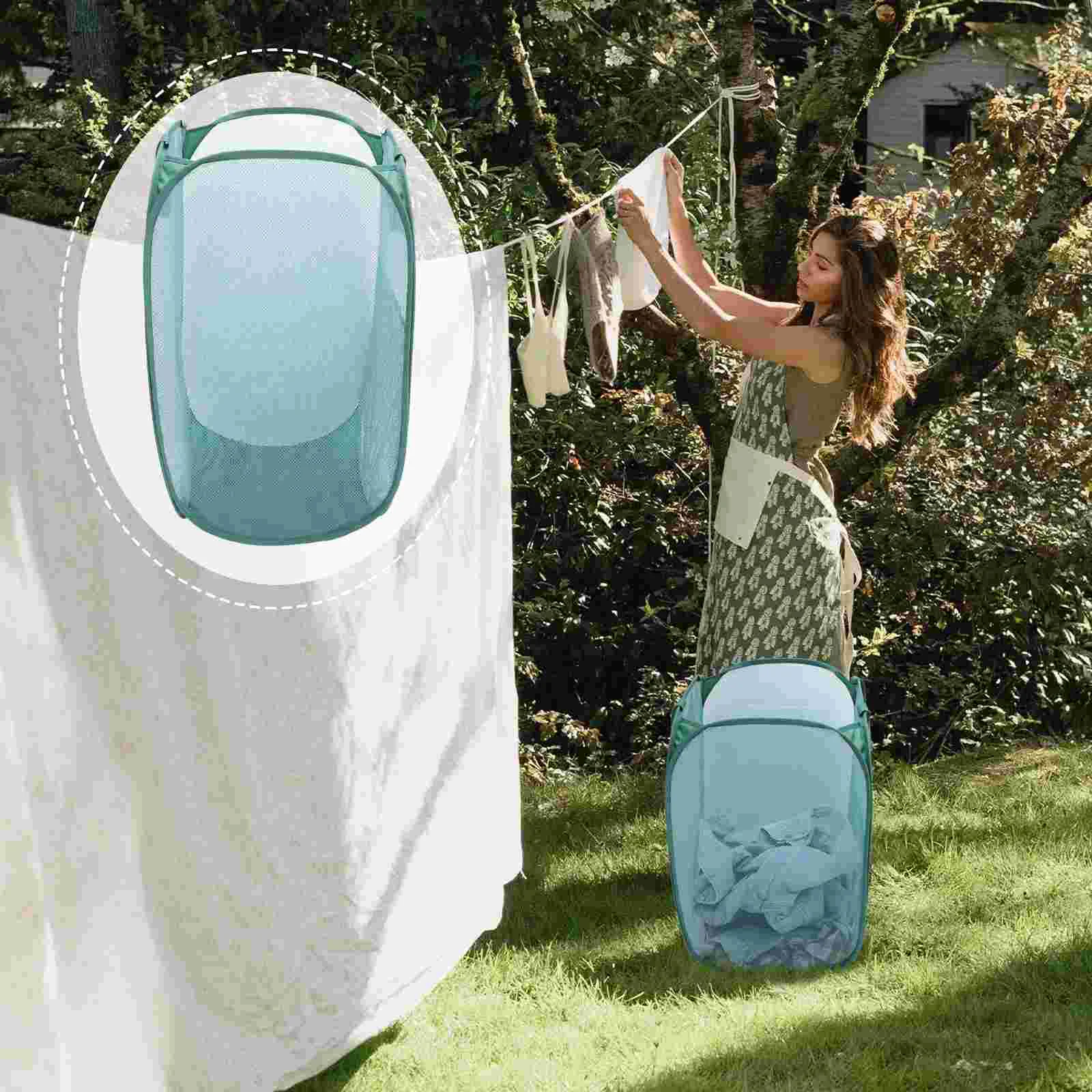 

Laundry Clothes Basket Hamper Mesh Storage Organizer Dirty Bag Foldable Supplies Home Container Folding Dorm Sundries