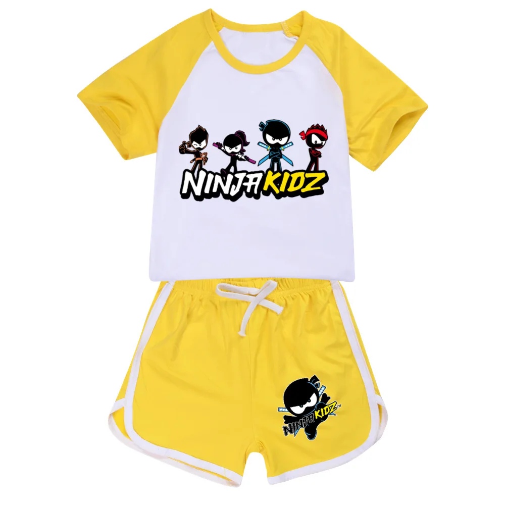 Фото Одежда NINJA KIDZ, комплекты одежды для маленьких мальчиков и девочек, летние повседневные футболки для бега для подростков, комплект из 2 предметов, детская спортивная одежда, костюмы, От 2 до 16 лет №1
