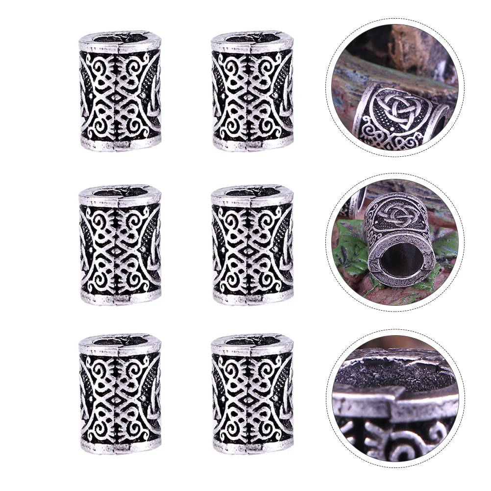 

6 Viking Beard Beads Dreadlock Large Hole Vintage Hair for