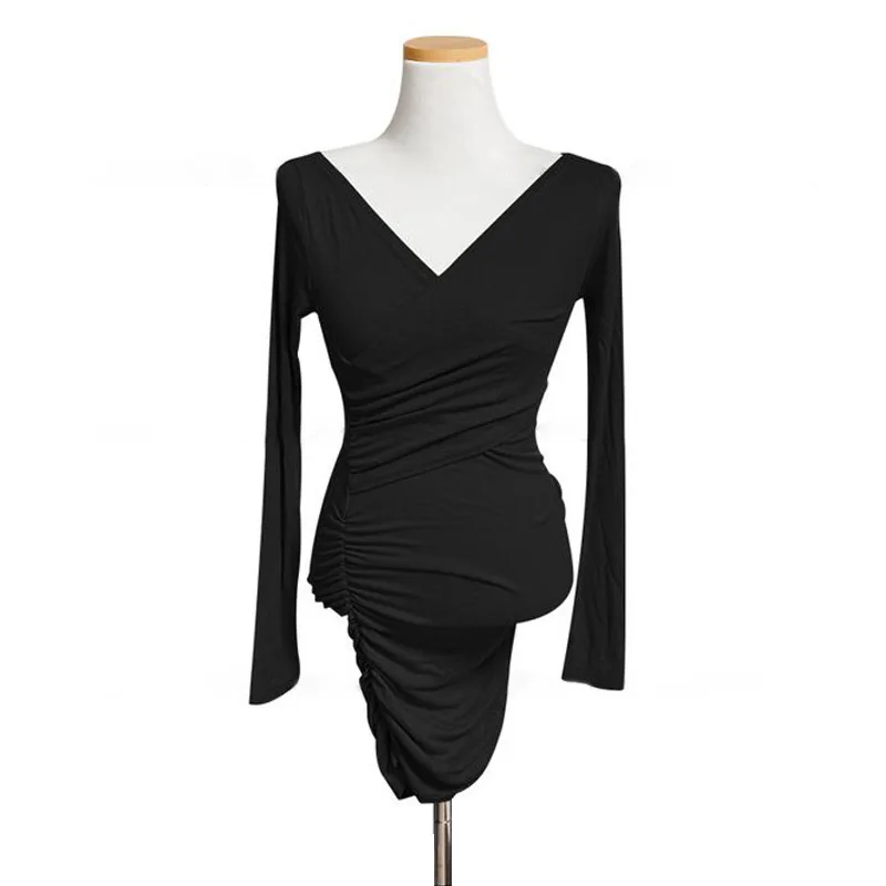 Корейская версия осени/зимы 2024 новое платье с v-образным вырезом и длинными