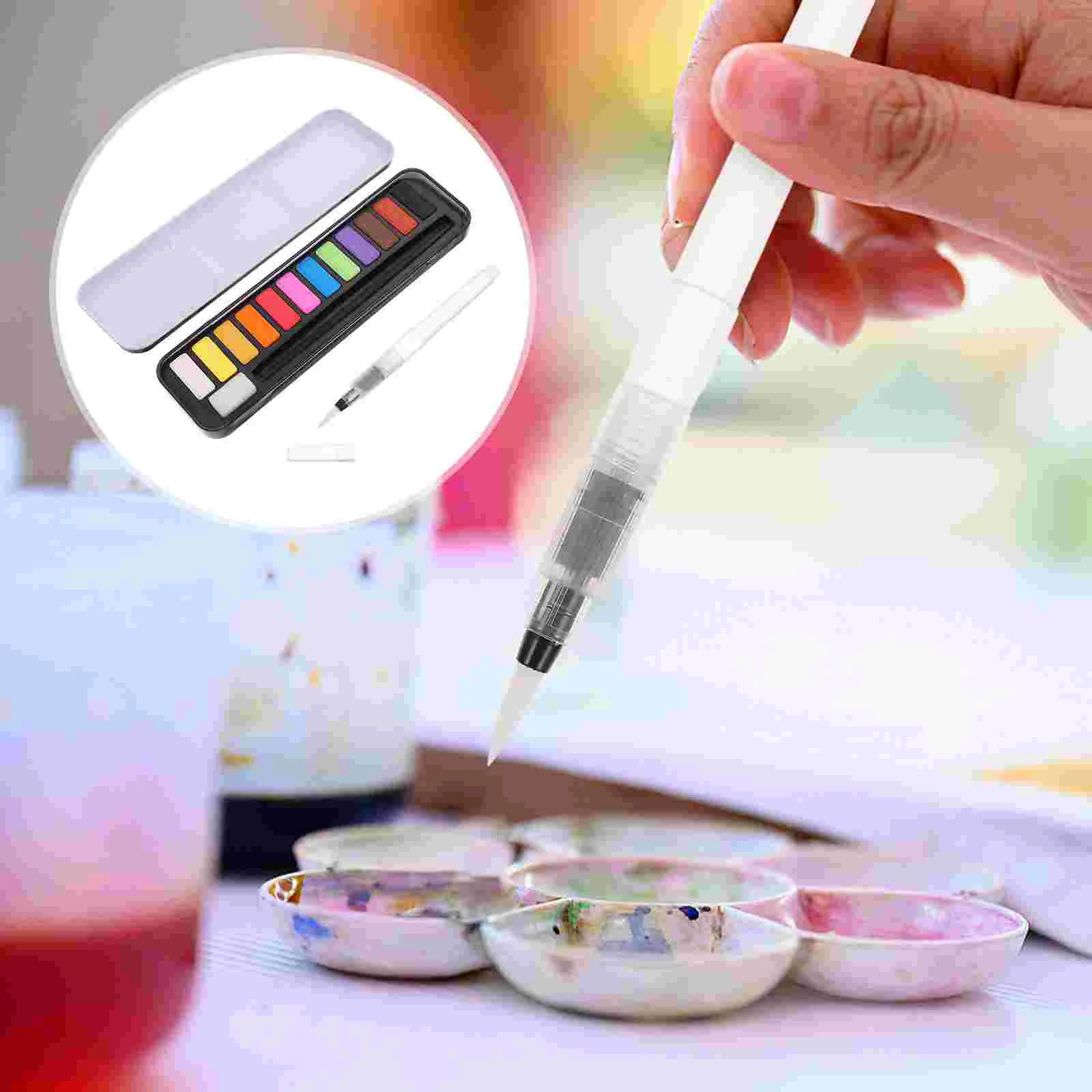 

Watercolor Set Watercolor Brush Pens Set Metal Case Outdoor Metallic Water Stainless Steel Painting Pigments Travel