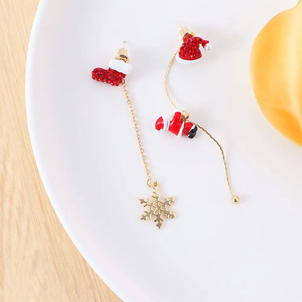 

Tassel Link Alloy Moving Santa Claus Korean Style Earrings Christmas Earrings Asymmetrical Dangle Earrings Female Ear studs