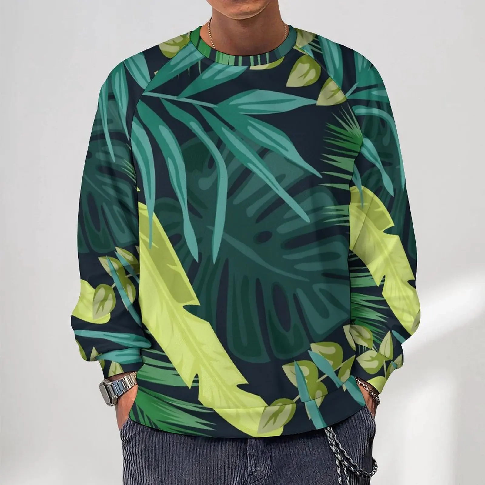 

Tropical Jungle Casual Sweatshirts Flowers Art Vintage O Neck Hoodies Winter Long Sleeve Street Fashion Oversized Hoodie Gift