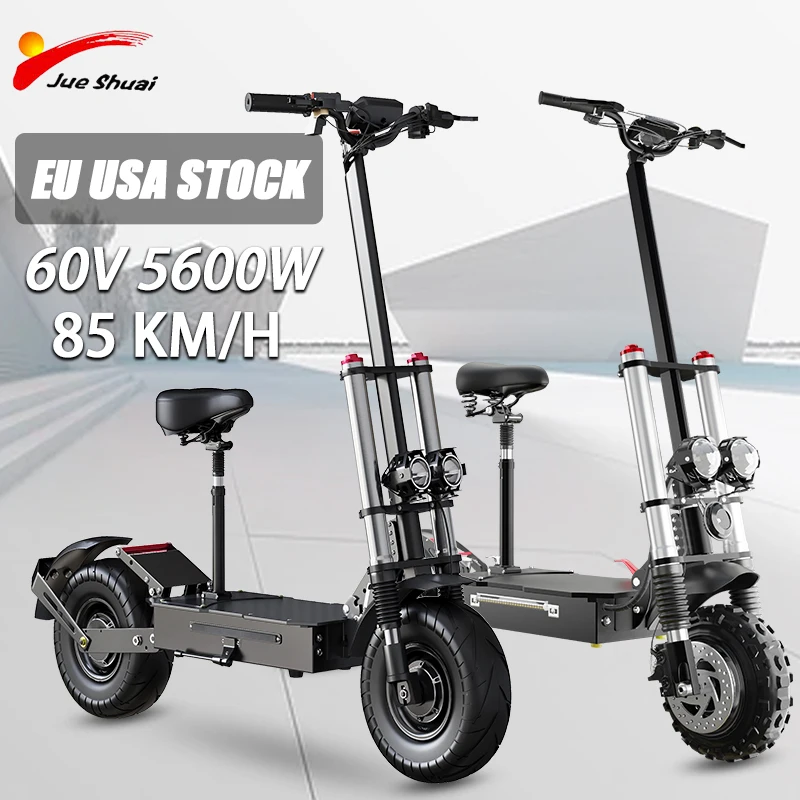 

60V 5600W Electric Scooter 80KM/H Foldable Electric Scooters Adults with Removeable Seat 11” Pneumatic Tire EU USA Stock