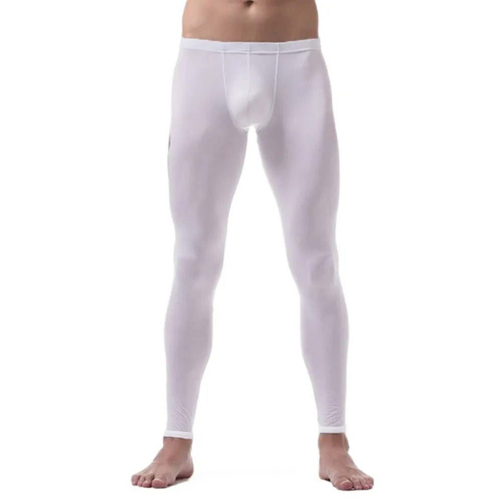 Mens Pants Seamless Solid Thermal Trousers Underwear Warm Ice Silk Pajamas Bottom Pants Hip-Lifting Waist 2022