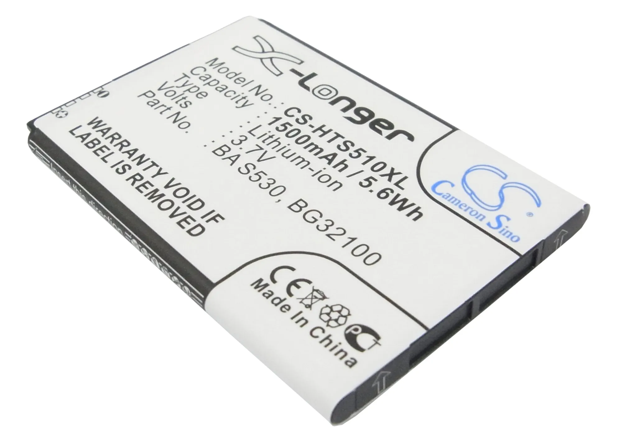 

CS 1500mAh/5.55Wh battery for HTC Bliss,C510,C510e,Desire S,G15,PG88100,Rhyme,S510b,S510E,35H00159-00M,BA S530,