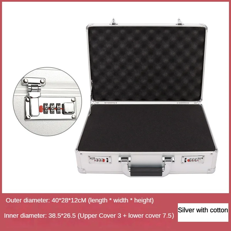 

Алюминиевый ящик для инструментов с замком, подкладка из губки, большой размер, портативный чемодан с паролем, прочная безопасная коробка для хранения ценных предметов для дома