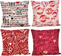 valentines day throw pillow cover 18 x 18 inch home decoration valentines gift cotton linen cushion case pillowcase