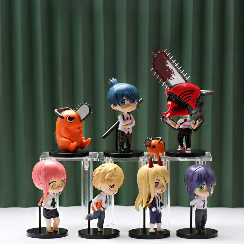 

Q Version Chainsaw Man Anime Characters Three Models Pava Demon Man Denji Bochita Action Figure Model Doll Car Desktop Ornament