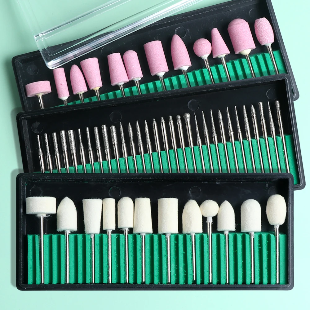 

Set Of Cutters For Manicure Machine Quartz Scrub Stone Diamond Wool Nail Drill Bit Rotary Burr Grinding Mill Pedicure Kit SA1560