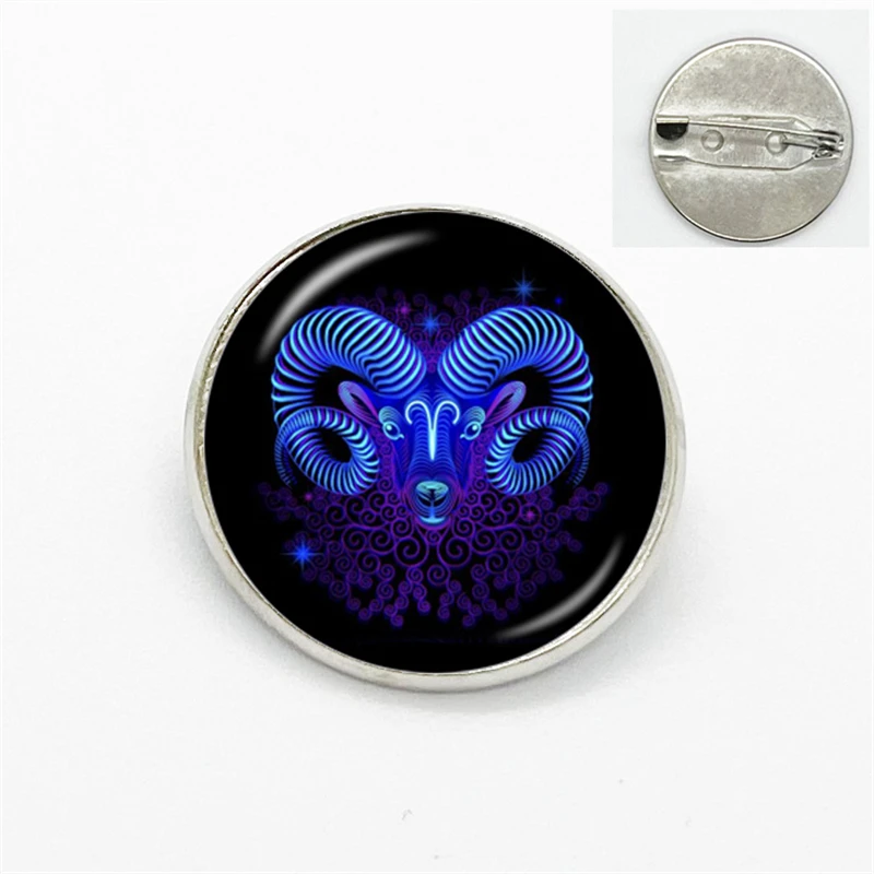 Брошь 12 созвездий стеклянный купол броши со знаком зодиака булавки Телец