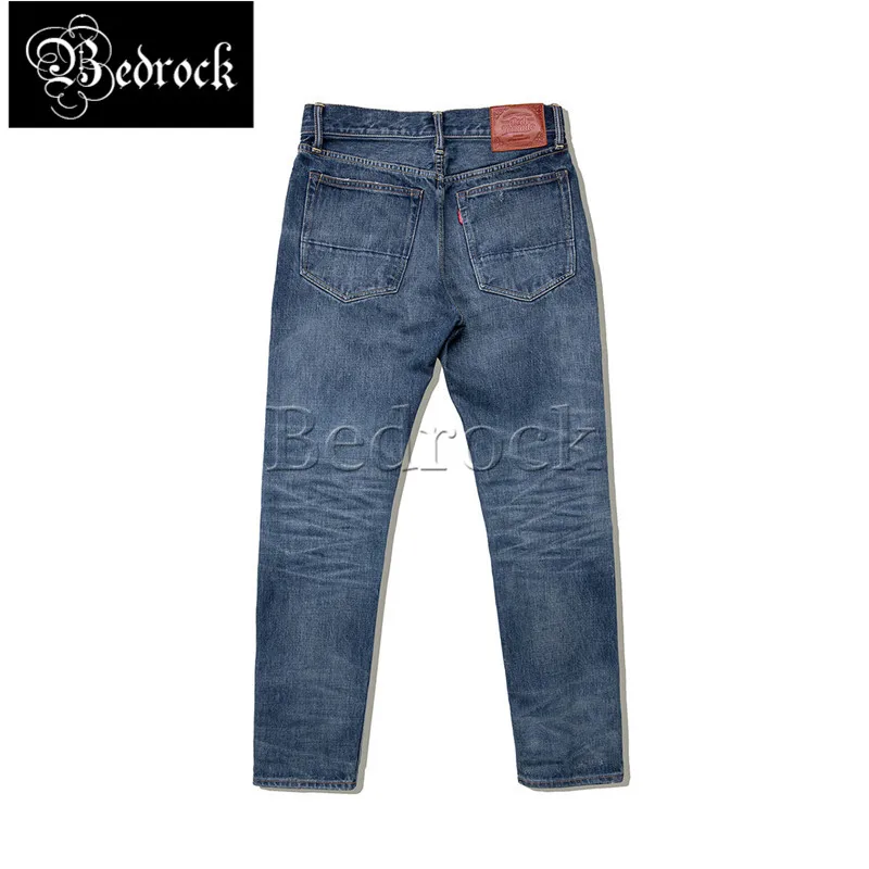 16oz slim straight jeans men's heavy one washed 511 pants Amekaji distressed scratches gold line denim selvedge original jeans