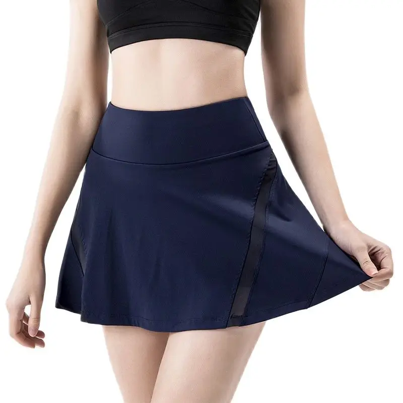 

Женская спортивная короткая юбка Lulu с подкладкой для йоги, профессиональная одежда для бадминтона, тенниса, гольфа, спорта, Повседневная Свободная дышащая одежда с логотипом