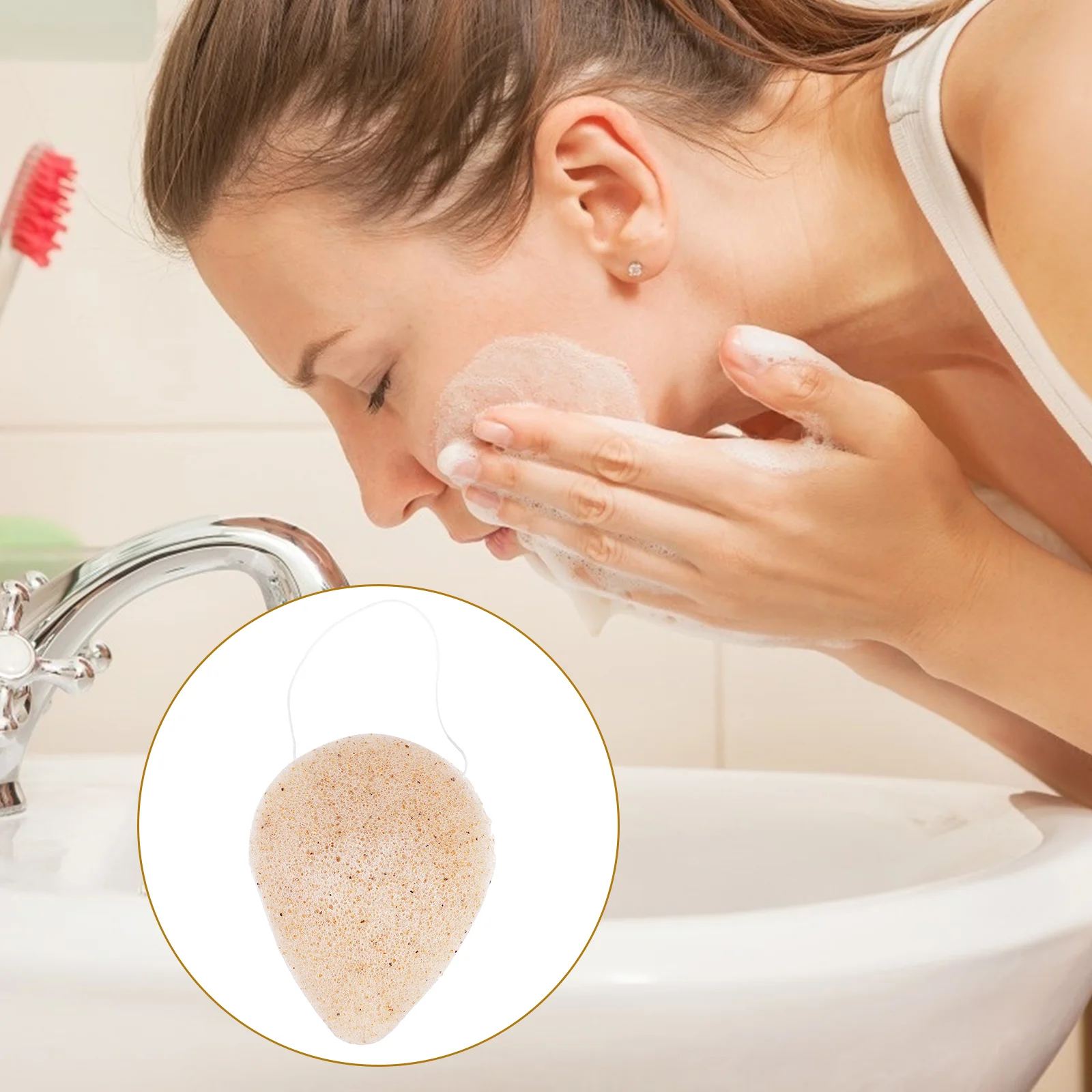 Konjac Губка для мытья лица Отшелушивающая очищающая пуховка Скраб тела Konjak Уход за