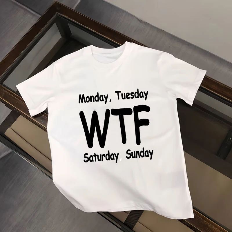 

2023 Summer Week Letter Printed Men Women 100% Cotton T-shirts O-Neck Short Sleeve Tee Shirt Casual Clothes Top Tees