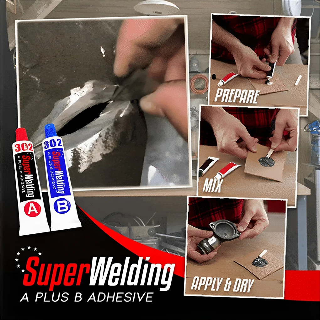 

Metal Repair Iron Filler Heavy Duty AB Casting Glue Repairing Welding Steel Adhesive All Surfaces Plastic Polishing