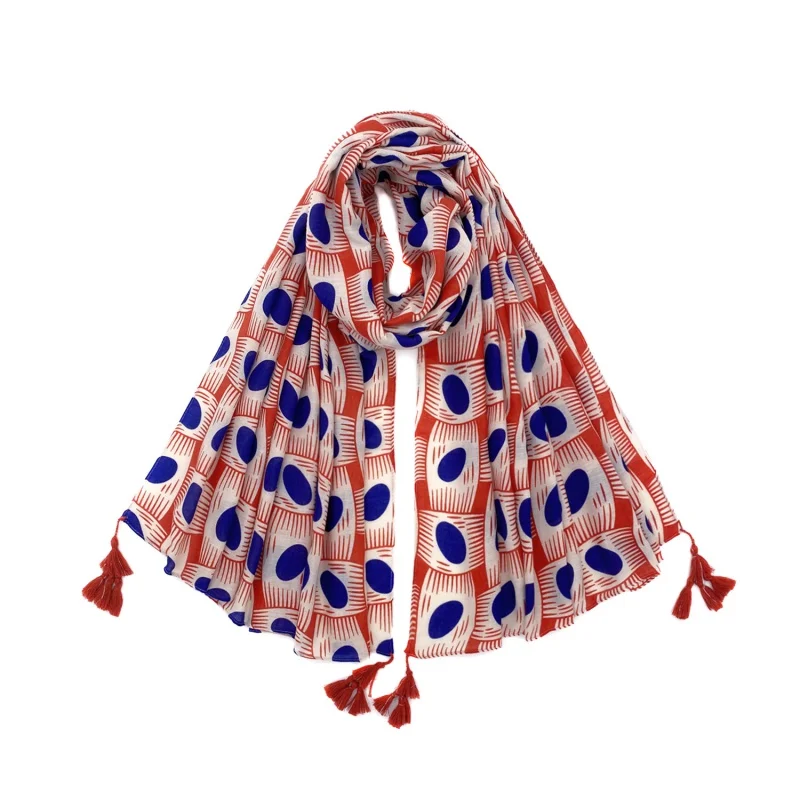 

Весенне-осенний клетчатый шарф в горошек из хлопка и льна 2021 шаль оверсайз в этническом стиле с принтом летняя Солнцезащитная шаль двойного назначения