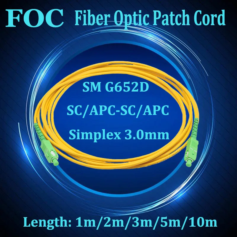 

10Pcs Fibre Optic Cable SC APC/APC Singlemode Sx Core 9/125 OS2 Optical Fiber Patch Cord, 1M/2M/3M/5M/10M