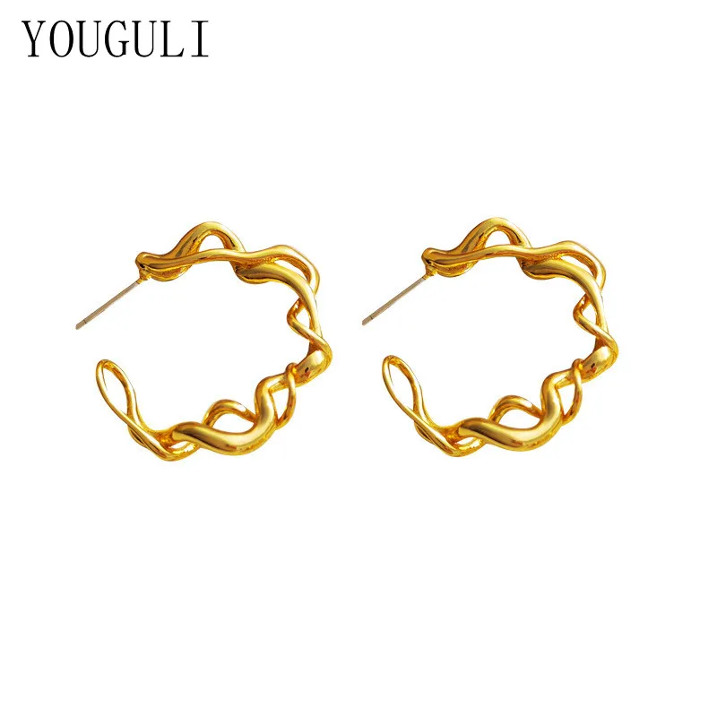 

S925 needle Modern Jewelry Metal Hoop Earrings 2021 New Trend Hot Selling Geometric Hollow Women Earrings Fashion Accessories