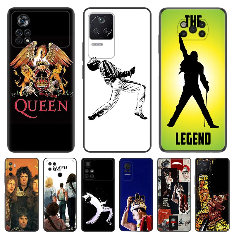 

QUEEN Band Silicone Black Phone Cases for Xiaomi Mi Poco X5 Pro C55 C50 C40 X4 X3 M4 M3 NFC M5 M5S F4 F3 GT F1 Cover