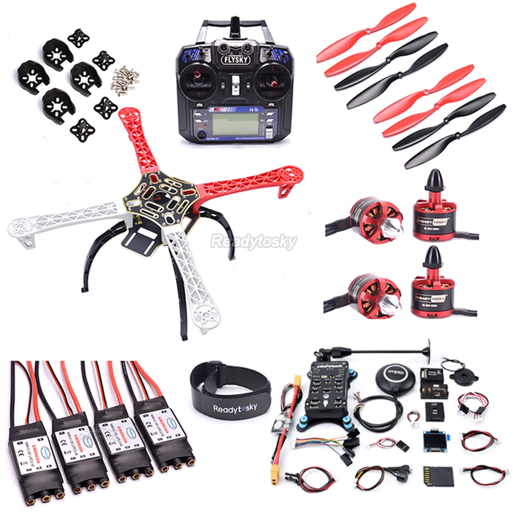 Flysky i6 F450 Мультикоптер стойка квадрокоптера PIXHAWK 2.4.8 Контроллер полета M8N GPS OSD 2212 920KV мотор супер комбо