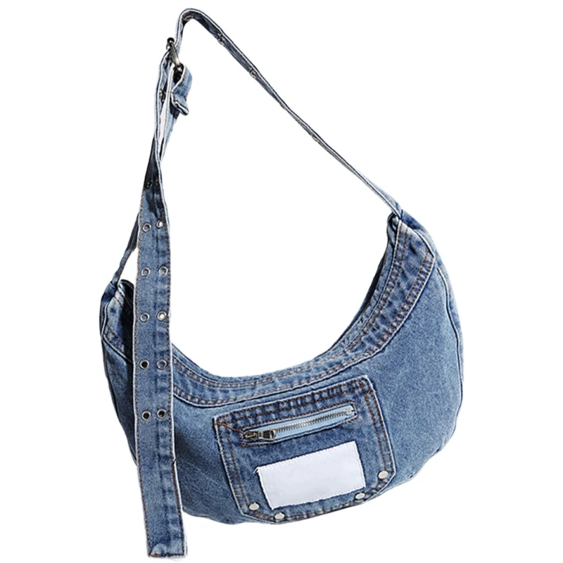 Элегантная джинсовая сумка через плечо с регулируемым ремешком для модной