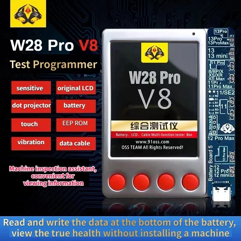 

W28 Pro Universal Battery LCD Screen Cable Tester for Android IOS Battery Test Activator Data Line Headphone Charging Cable Tool