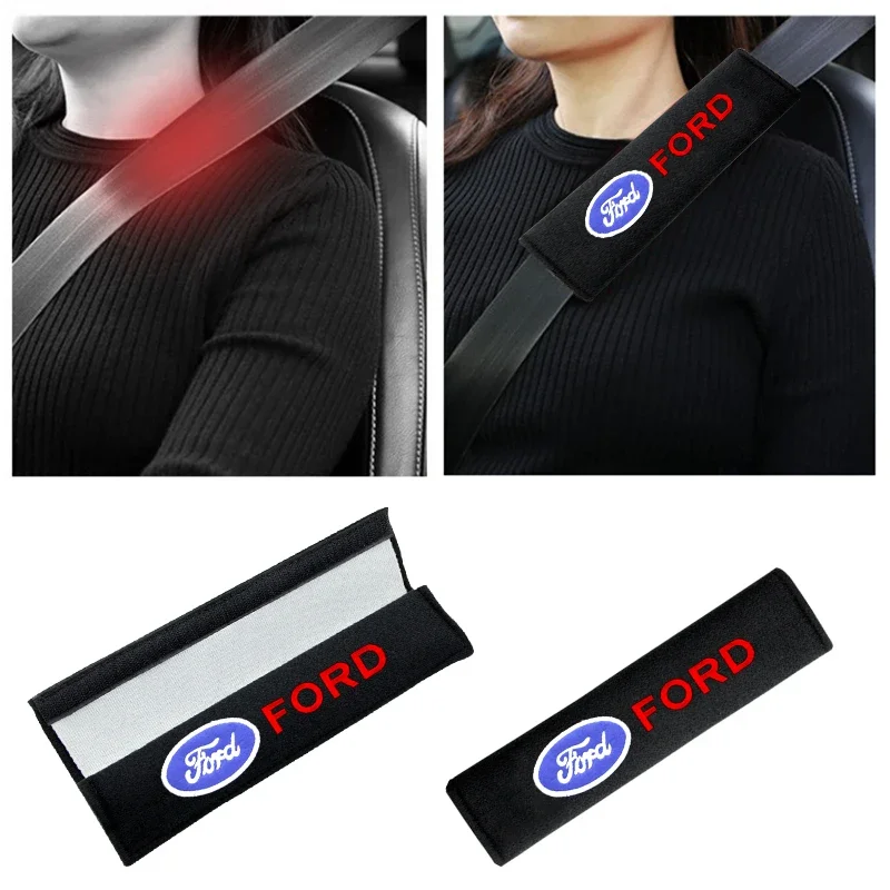 

2 шт., защитный чехол для автомобильного ремня безопасности, аксессуары для интерьера для Ford Escape Kuga Mondeo Ecosport Fiesta Focus 2 3 MK1 MK2 Fusion