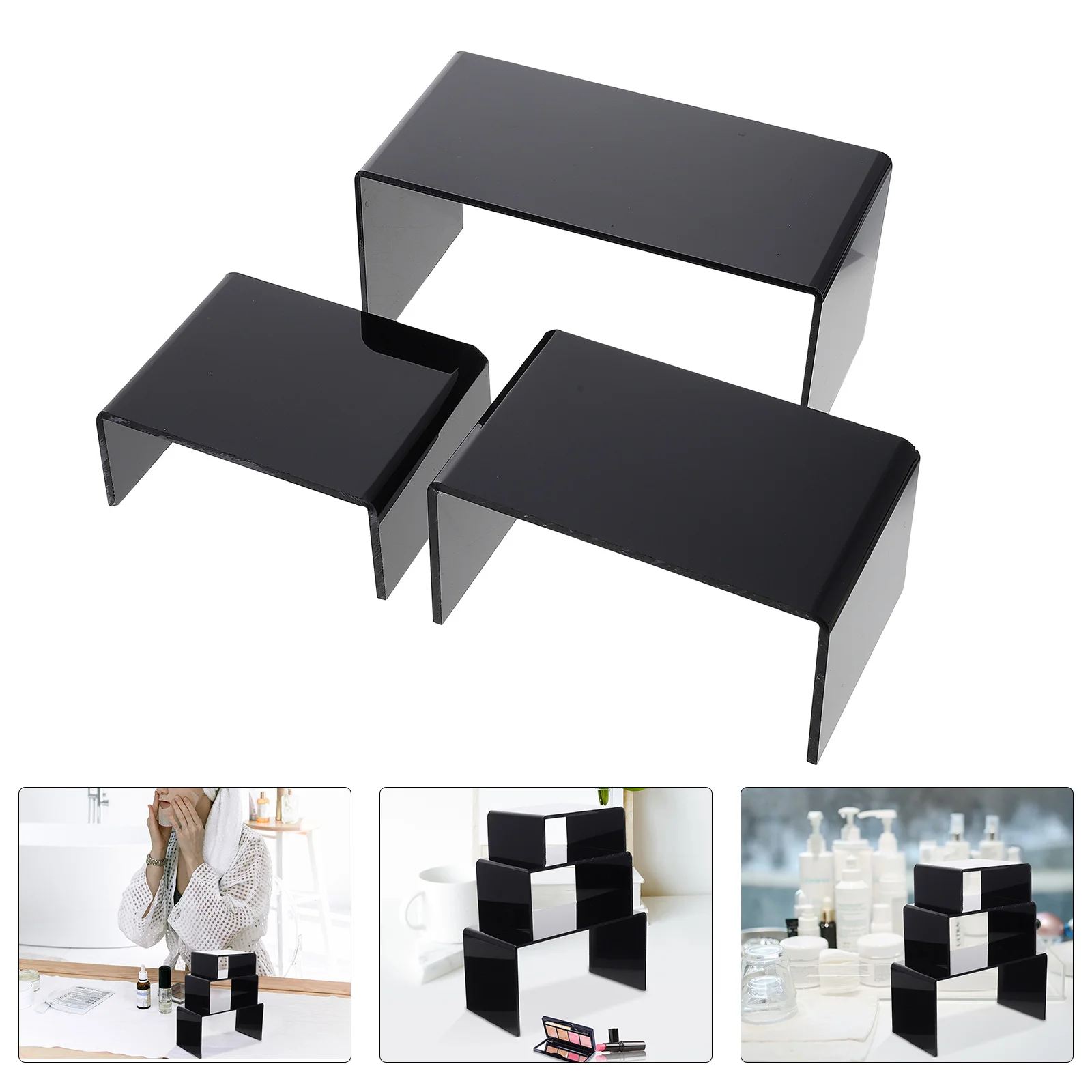 

3Pcs Perfume Storage Holder Acrylic Cosmetics Display Rack Stepped Jewelry Stand