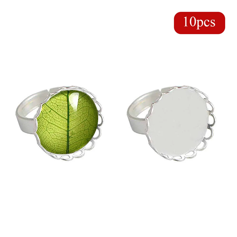10pcs Lace Ring Blank Base Silver-Plated Ancient Bronze Fit 13*18/18*25/30*40mm Cabochons Tray for DIY Jewelry Making