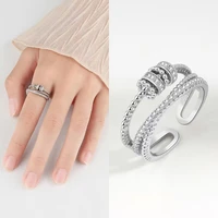 anti anxiety ring rotatable ring for women men anxiety worry finger stress relief rings with beads adjustable spinner rings