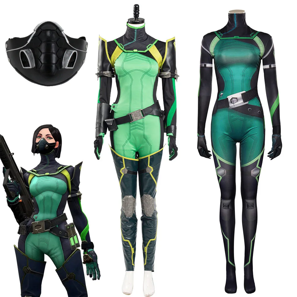 

Game Valorant Viper Cosplay Costume Jumpsuit Jacket Pants Gloves Mask Women Clothes Full Set Outfits Halloween Carnival Costumes