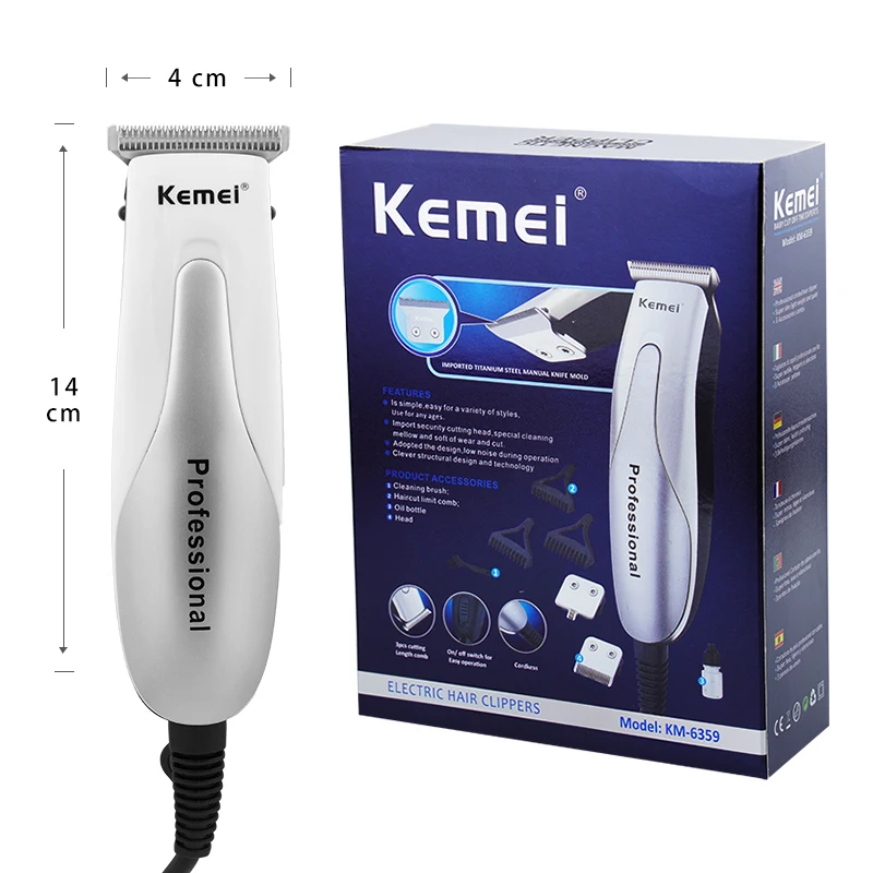 

KEMEI Barber Hair Clipper Stainless Steel Blade Rechargeable Electric Trimmer Finish Cutting Machine Beard Shaver Corded 60G