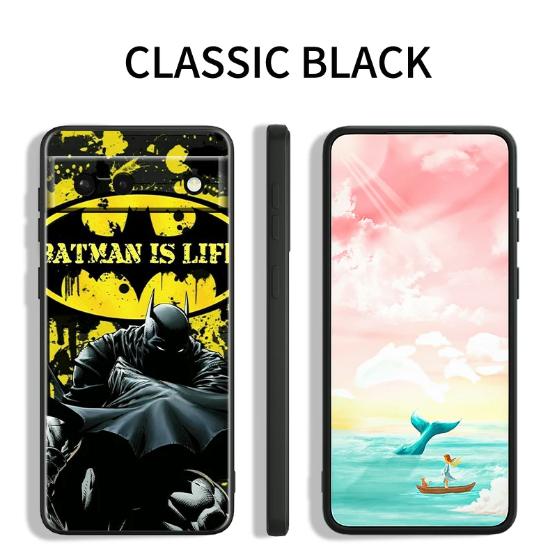 Hero B-Batman Hot For Google Pixel 9 8 7A 7 6A 6 5A 5 4 4A XL 5G черный силиконовый ударопрочный чехол для