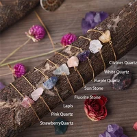 slide in raw crystal bracelets for women girl gold chain adjustable nugget quartz rock crystal stones beaded single bracelets