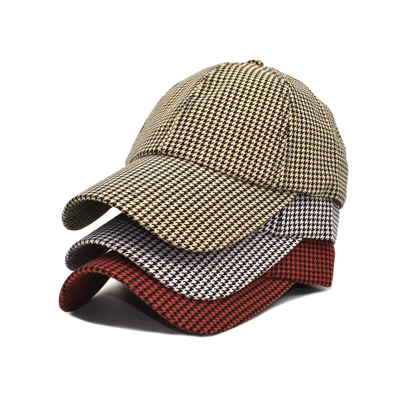 

Fashion Plaid Print Baseball Cap Korean Cotton Couple Hat Outdoor Casual Big Brim Adjustable Unisex Hat Warm Ladies Women Hat