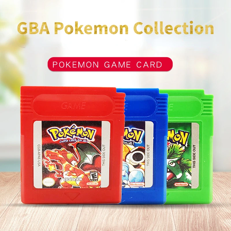 Pokemon Electronic Game Card 7 Models Classic English Version Series Blue Crystal Red Suitable for GBC/GBA/SP Kids Birthday Gift