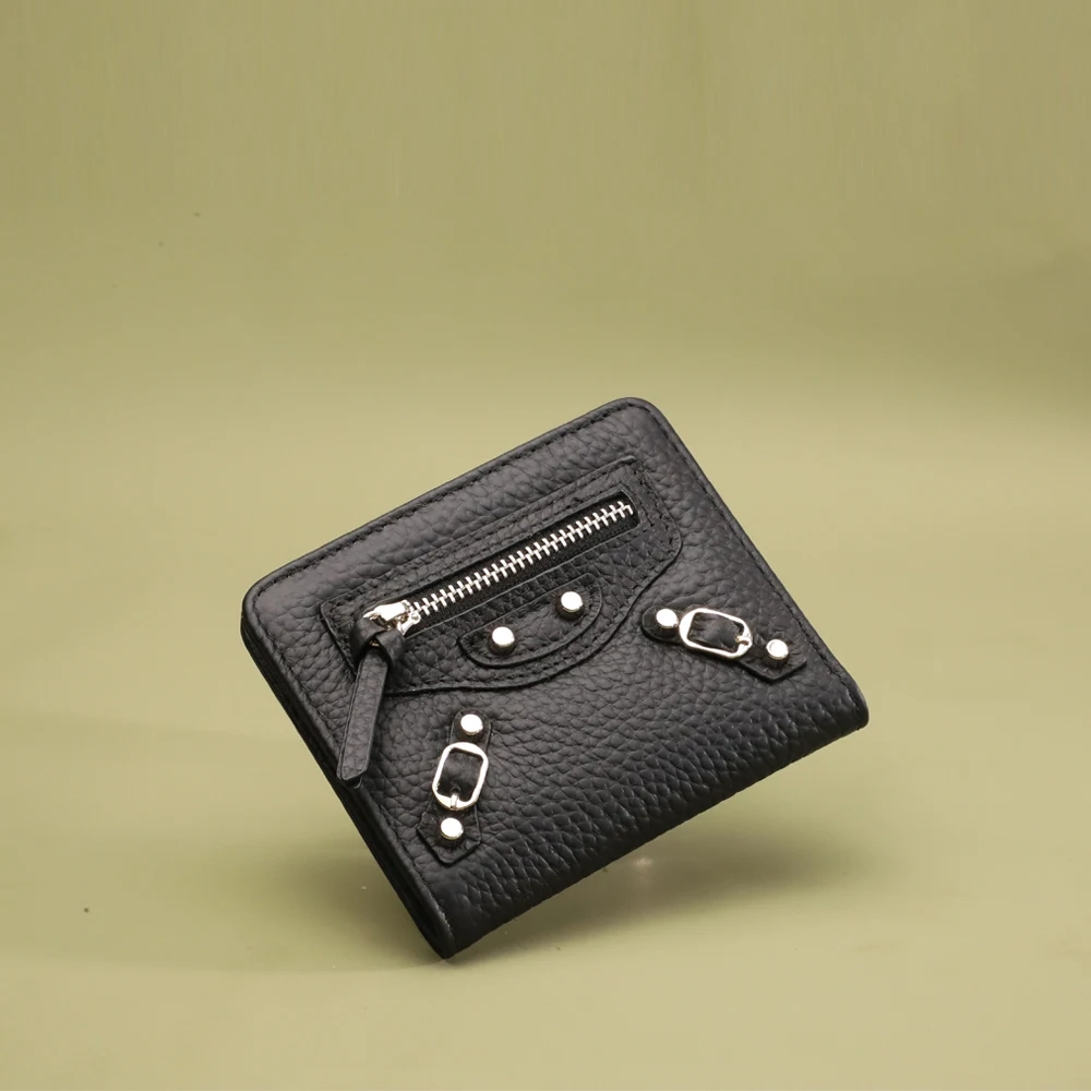 Purses For Women Designer Bag Genuine Leather Wallets Short Black Zipper Luxury Banknote Holder Coin Purse Id Card Holder