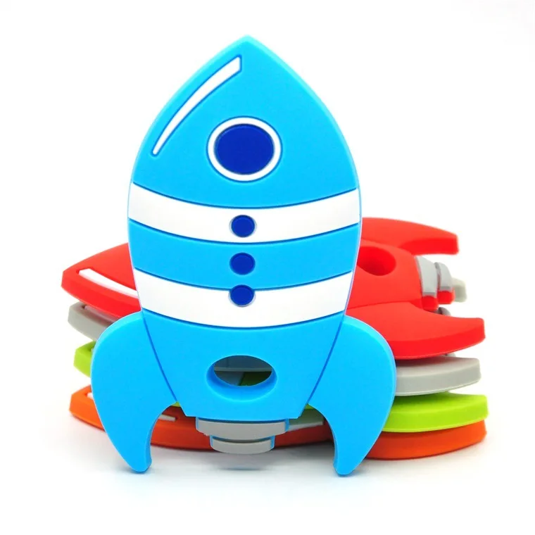 

New Mini Car Rocket Plane Silicone Beads Food Grade DIY Pacifier Chain Necklace Accessories Baby Molar Toys