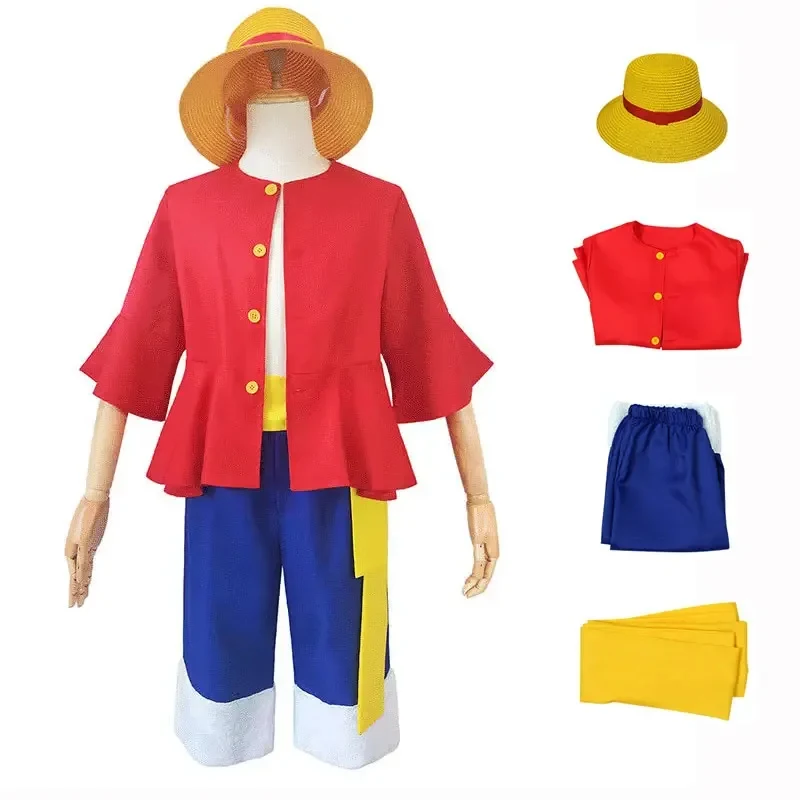 Костюм для косплея Monkey D. Luffy для мальчиков и девочек, красная рубашка и брюки, шляпа, костюм для выступления на Хэллоуин, XY3W (art.: 3920dbd0ab4bd) - 3920dbd0ab4bd
